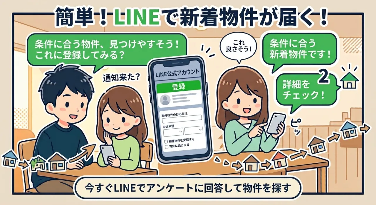 LINEに登録するだけ！新着物件を自動でお届けする無料サービス